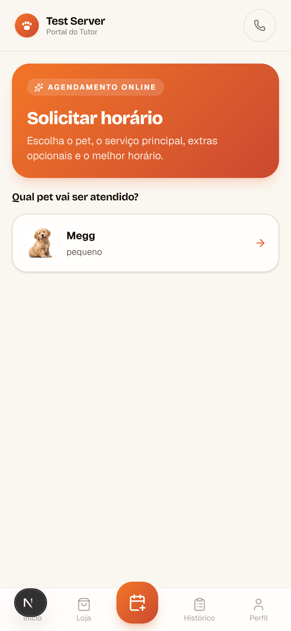 Agendamento online do tutor