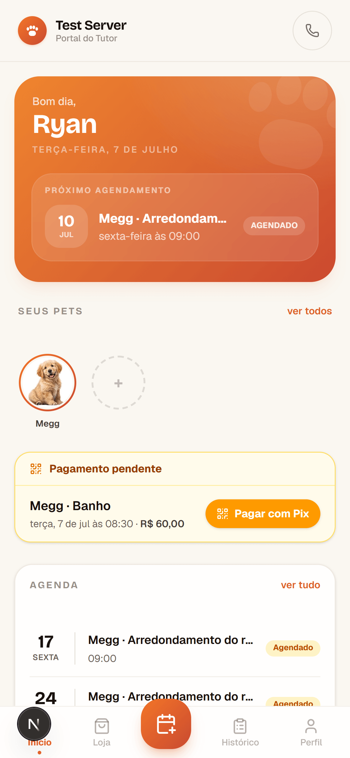 Portal do tutor no celular